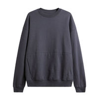 Sweatshirt Crew Neck Oversized Custom dengan Saku Samping Tanpa Hoodie, Model Boxy Fit, Produsen Sweatshirt dan Hoodie