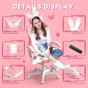 Buen precio, venta al por mayor, sillas para juegos, Linda silla rosa con respaldo alto para videojuegos, cómodas sillas de juegos de estilo de carreras, Silla Gamer para adultos - Product Image 3