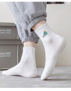 Calzini Bianchi <span class=keywords><strong>100</strong></span>% <span class=keywords><strong>Cotone</strong></span> Anti-Odore a Metà Polpaccio e alla Caviglia per Giovani, Bambini e Studenti, Calzini Sportivi Traspiranti per Primavera ed Estate - Product Image 4