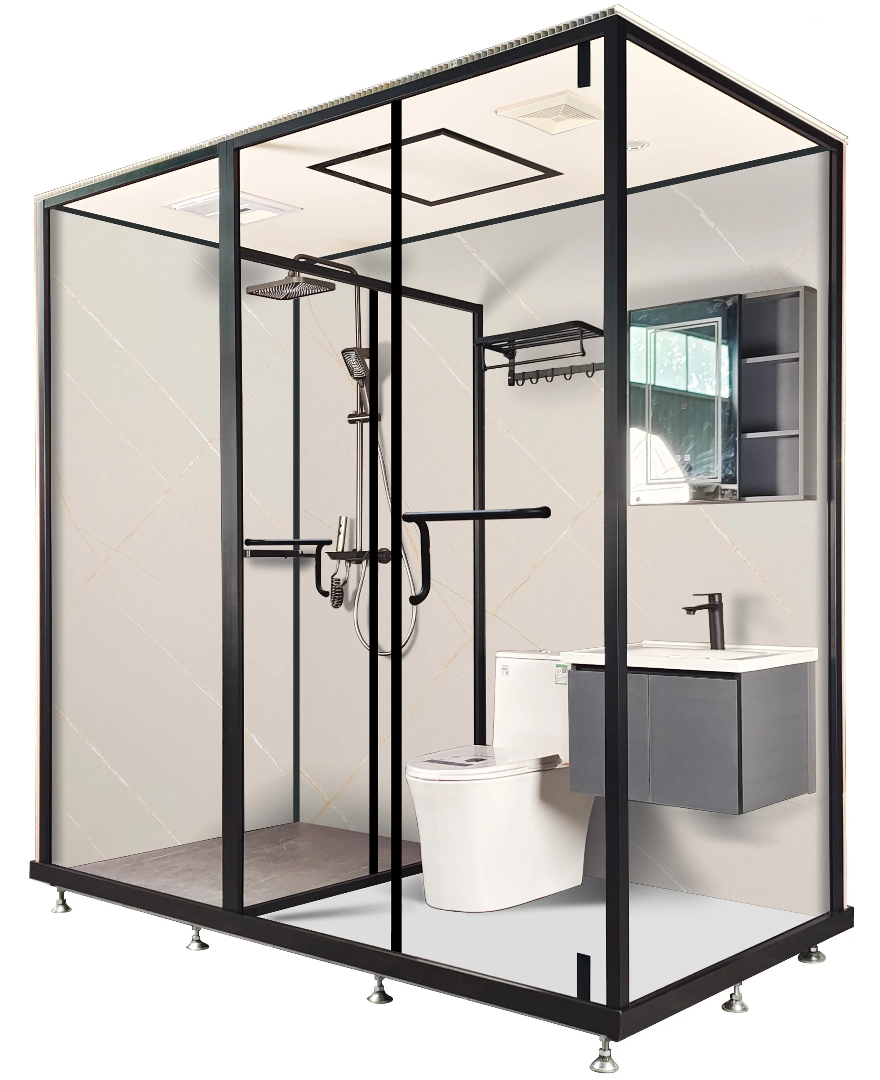 Vaina de baño prefabricada de gama alta Vaina de baño integrada Unidad de cuarto de ducha modular Baño de lujo