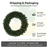 Couronne artificielle de feuilles de melon 54 cm, anneau de verdure artificielle pour décoration de mariage, fête à domicile, décoration murale ou à suspendre à la porte