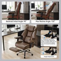 Chaise de bureau confortable et rembourrée en marron, capacité 400 lbs, pour PDG, bureau à domicile, grande taille, avec repose-pieds pour personnes corpulentes