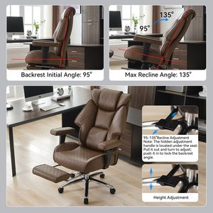<span class=keywords><strong>Chaise</strong></span> <span class=keywords><strong>de</strong></span> <span class=keywords><strong>bureau</strong></span> confortable et rembourrée en marron, capacité 400 lbs, pour PDG, <span class=keywords><strong>bureau</strong></span> à domicile, grande taille, avec repose-pieds pour personnes corpulentes - Product Image 5