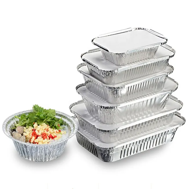 Ristorante BBQ Grill friggitrice ad aria usa e getta foglio di alluminio rettangolo da asporto confezioni per alimenti scatole per il pranzo contenitore per pentole