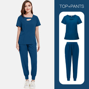 Ensemble de blouses médicales pour femmes, tissu dobby en polyester ajouré sexy, vêtements d'infirmière, robe chirurgicale deux pièces avec blouse blanche, fabriqué en Chine - Product Image 4