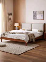 Lit en bois massif de style nordique moderne pour hôtel et maison, avec oreiller moelleux, en bois dur de haute qualité