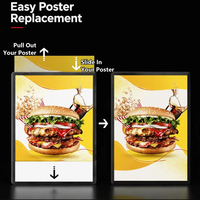 Boîte à lumière LED ultra-mince en verre pour menu, format A4/A3, cadre d'affichage lumineux de table pour restaurant, café