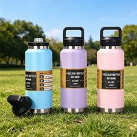 Thermos en acier inoxydable réutilisable personnalisé de 600 ml, 800 ml, 1100 ml avec boucle de transport pour cadeaux avec logo, bureau, extérieur, voyage