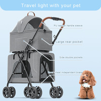 Poussette double détachable 2 en 1 bicouche pour animaux de petite taille chariot pliant
