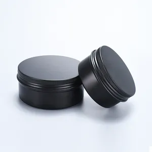 Aluminum container tin 5g 10g 15g 30g 50g 60g 100g 150g 200g 250g beard oil hair wax black aluminum jar