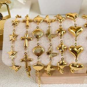 Bracelets en acier inoxydable plaqué or 18 carats, bijoux tendance pour femmes, pour les fêtes, les mariages, les cadeaux - Product Image 6