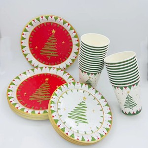 ชุดจานและแก้วกระดาษแบบใช้แล้วทิ้งสำหรับเทศกาลคริสต์มาส ชุดอุปกรณ์บนโต๊ะอาหารแบบใช้แล้วทิ้งที่สามารถปรับแต่งได้ จานกระดาษ แก้วกระดาษ - Product Image 6