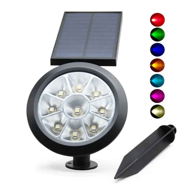 Rgb 7 Kleuren Tuin Gazon Spots Zonne-energie Verlichting Solar Led Spotlight Lamp Tuin Gazon Spotlight