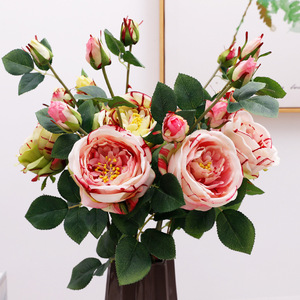 Ramo de Rosas Artificiales de 74.5cm, Flores de Seda de Alta Simulación, Decoraciones para Bodas, Arreglos Florales para Sala de Estar - Product Image 1