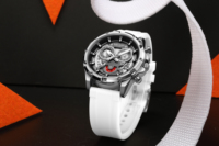 Montre chronographe à quartz en alliage personnalisée OEM pour hommes, bracelet en silicone étanche, montre-bracelet de luxe, vente en gros, montres de la marque Megir