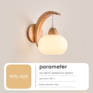 Applique <span class=keywords><strong>murale</strong></span> LED Silence Style avec abat-jour en verre et structure en bois <span class=keywords><strong>pour</strong></span> <span class=keywords><strong>chambre</strong></span> à coucher, <span class=keywords><strong>chevet</strong></span>, décoration d'escalier - Product Image 6