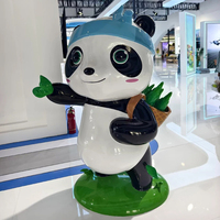 Sculpture de panda en fibre de verre personnalisée Décoration extérieure Grande sculpture d'animal Statue de panda grandeur nature à vendre