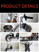 Scooter électrique Citycoco HR5 2000W 60V 12Ah avec batterie au lithium, deux roues, étanche et démarrage/arrêt