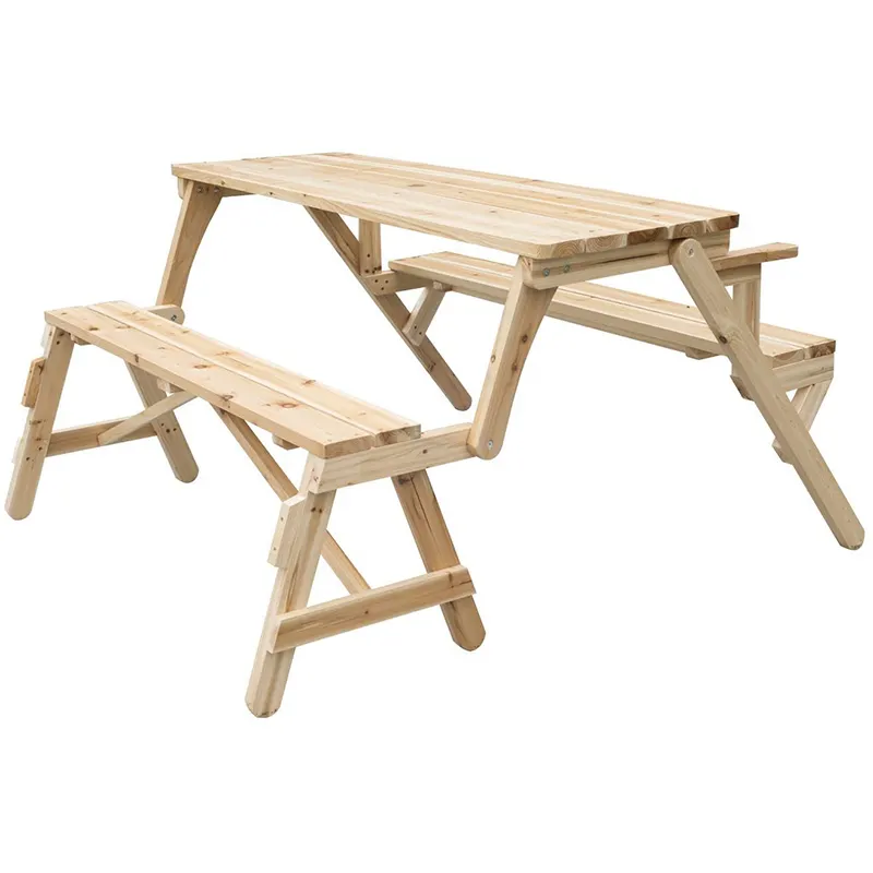 โต๊ะพับได้เฟอร์นิเจอร์ในสวน,โต๊ะปิคนิค2 In 1แบบแปลงสภาพได้โต๊ะม้านั่งสวนทำจากไม้เนื้อแข็งต้นสนพับได้
