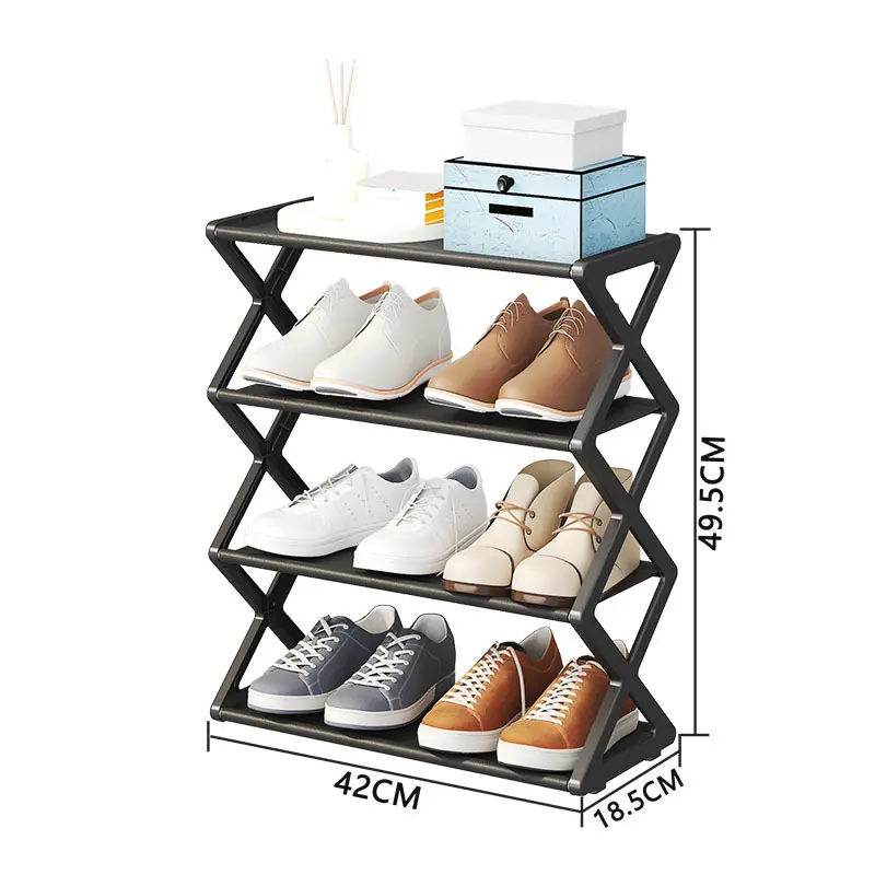 Özel Logo çok katmanlı yaratıcılık ev montajı x-tipi toz katlanabilir ayakkabı depolama rafı Metal ayakkabı rafı