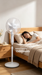 Ventilateur solaire haute capacité 15000 mAh, panneau haute efficacité 20W, 3 vitesses, ventilateur rechargeable avec indicateur de charge et port USB pour téléphone - Product Image 4