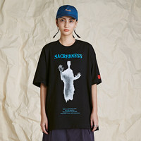 T-shirt Hip Hop à manches courtes avec logo personnalisé, coupe ample tendance américaine, imprimé sur le col, coton et élasthanne, inspiré des célébrités