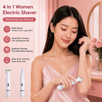 Rasoir électrique 4 en 1 pour femmes, étanche IPX4, 120 min, type C USB, tondeuse pour le corps, le visage, les sourcils, les jambes, la zone du bikini
