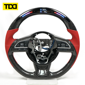 TDD Glossy Black Real Carbon Fiber LED Steering Wheel <b>Red</b> Perforated Leather Fit for Suzuki Swift Jimny Vitara SX4 Custom - Product Image 2