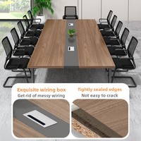 Table de conférence commerciale Shengli en MDF avec boîte à câbles - Design moderne et minimaliste, 12 places, pieds en métal pour salles de conférence de bureau