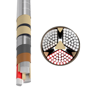 สายเคเบิลอะลูมิเนียมใต้ดิน NAKB ขนาด 3x120 มม. 10kV พร้อมปลอกหุ้มตะกั่วและเกราะเหล็ก สำหรับระบบไฟฟ้าอุตสาหกรรม - Product Image 1