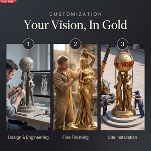 YOUFINE Escultura de Bronce de Tamaño Real 'El <span class=keywords><strong>Mundo</strong></span> Es Tuyo' con Globo Terráqueo, Estatua para Vestíbulo de Grand Hotel y Plaza Pública - Product Image 6