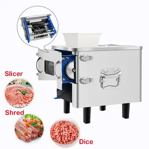 전기 델리 고기 슬라이서 고기 스트립 치킨 큐브 다이싱 절단기 햄 슬라이서 기계 자동