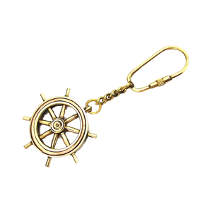 Hot Sell 2026 Zinc Alloy <b>Ship</b> <b>Wheel</b> Keychain with Golden Finished Vintage Designed Key Ring - Product Image 1
