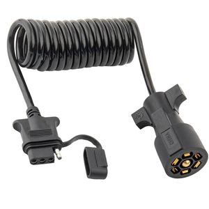 Adaptateur de remorque 7 broches vers 4 broches, cordon enroulé de 1 mètre, faisceau de câblage automobile robuste, isolé en PVC, âme en cuivre, indice de protection IP65 - Product Image 1