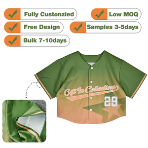 Camisetas Cortas Personalizadas al por Mayor para Mujer, Jersey de Béisbol con Cuello en V, Alta Calidad, 280g, 100% Poliéster, Jersey de Malla con Botones - Product Image 2