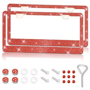 Wholesale 2 Holes Glitter Crystal Tag <b>Frame</b> Bling Rhinestone License Plate <b>Frames</b> - Product Image 2