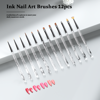 Pinceaux professionnels pour manucure, 12 pièces, pour peinture gel DIY et soins de beauté