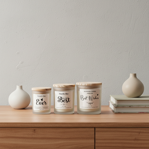 Handgemachte moderne Aroma therapie Soja Wachs Kerze Milchglas Tasse Rauch loses Design High-End Holzdeckel Home Decoration für Geburtstage - Product Image 1