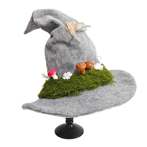 Sombrero de Bruja Luling Yaoyao, Talla Única, Fieltro Gris con Hongos y Flores, para Disfraces y Fiestas - Product Image 5