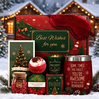 Ensemble cadeau de bain de Noël Anji Newell 9 pièces, expérience spa, souvenir avec savon, bougie, sel de bain et masque pour les yeux pour une utilisation en spa pendant les fêtes