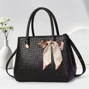 Simple Plain Color PU Crossbody Bag Lady's Purse Durable Leather Handbags With Scarf - Product Image 3