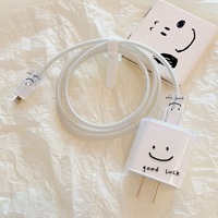 Protectores de Cable de Carga para iPhone 18W 20W, Funda Cubrecable con Diseño Adorable de Dibujos Animados, Protector de Cable de Cargador USB de Silicona TPU