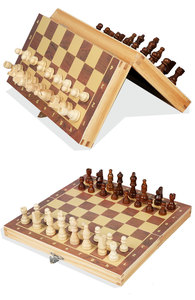 Juego de <span class=keywords><strong>Ajedrez</strong></span> de viaje portátil ecológico de madera hecho a mano de primera calidad, tablero plegable magnético, 2 ranuras de almacenamiento Extra Queens para niños - Product Image 5