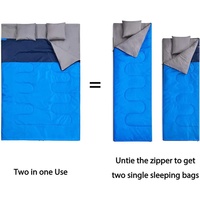 Sac de couchage familial chaud et gonflable à capuche, double largeur, trois saisons, imperméable en polyester pour le camping
