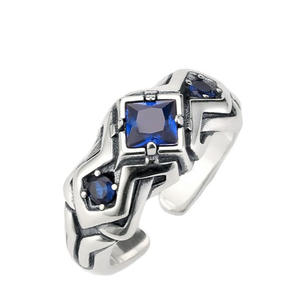 Nouvelle bague en pierre bleue « Lonely Star » rétro, personnalisée, unique, simple, polyvalente, bijoux de style hip-hop pour homme - Product Image 5