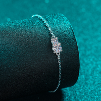 Pulsera de Plata de Ley 925 con Baño de Rodio y Moissanita, Corte Triple Piedra, Cadena Ajustable, Certificación GRA, Hipoalergénica, Lujo