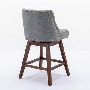 Taburetes de Bar giratorios de altura de mostrador DB 26 ''H altura del asiento Taburetes de Bar tapizados de Tela Gris Conjunto 2 hierro para cocina comedor - Product Image 5