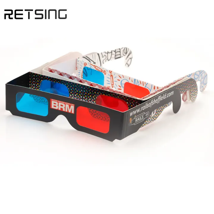 저렴한 가격 유니버설 레드 블루 아나글리프 3D 안경 종이 레드 시안 3D 영화 게임 안경