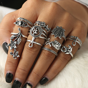 12 pz/set Boho Vintage Punk oro <span class=keywords><strong>argento</strong></span> pietra Midi <span class=keywords><strong>anelli</strong></span> per le donne bohémien fiore animale elefante anello Set gioielli - Product Image 3