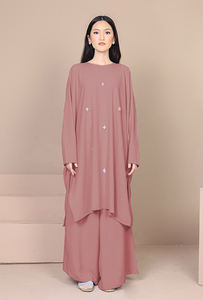 SIPO-Conjunto de dos piezas de ropa para mujer, vestido modesto de manga larga azul, ropa musulmana, 2 uds. - Product Image 3